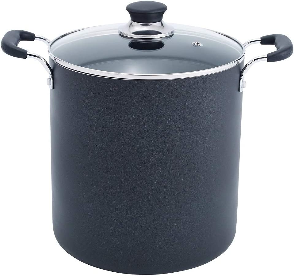 T-fal B36262 Specialty Total Nonstick Dishwasher Safe Oven Safe Stockpot Cookware. 12-Quart. Black