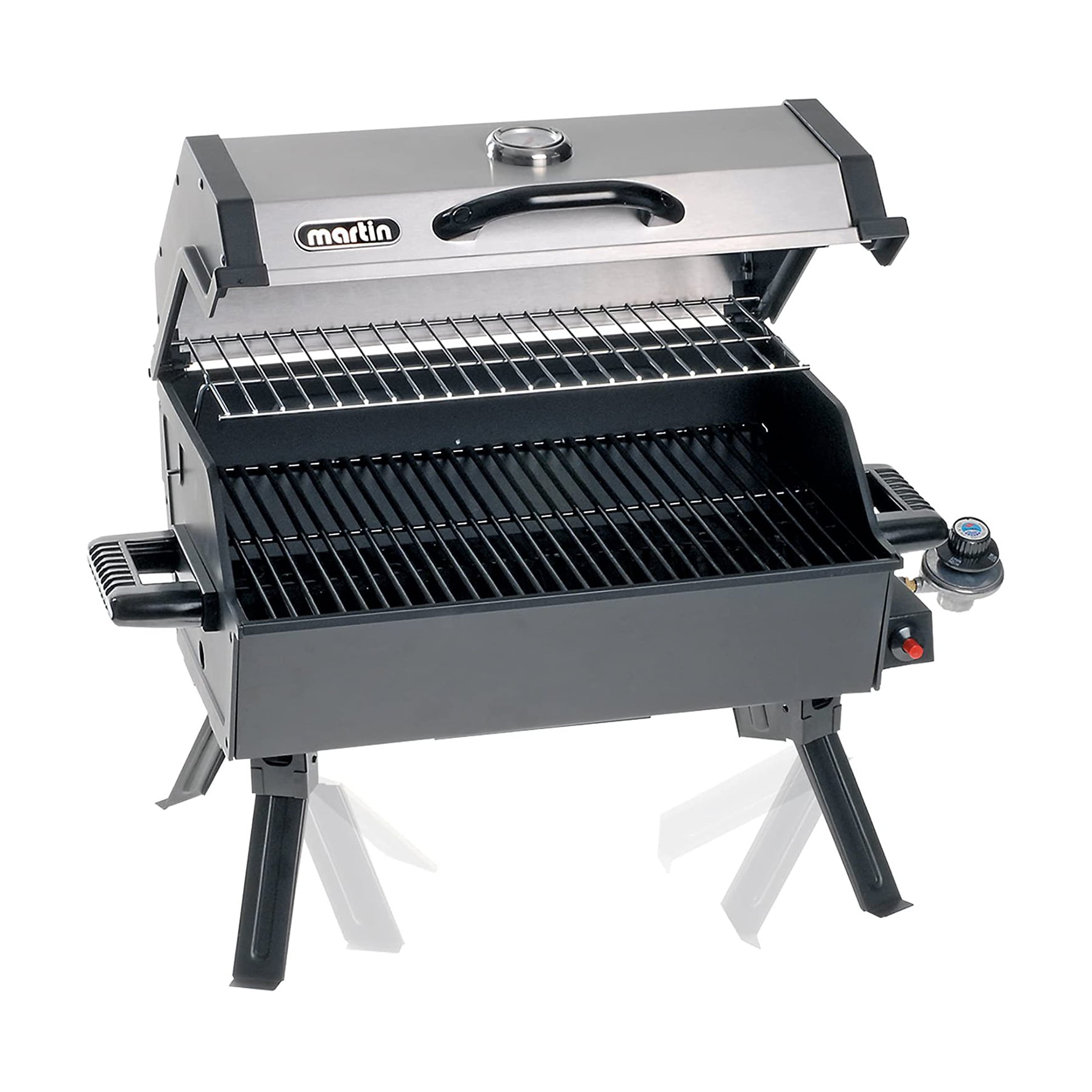 Martin 14.000 BTU Portable Propane Bbq Gas Grill with Support Legs & Grease Pan