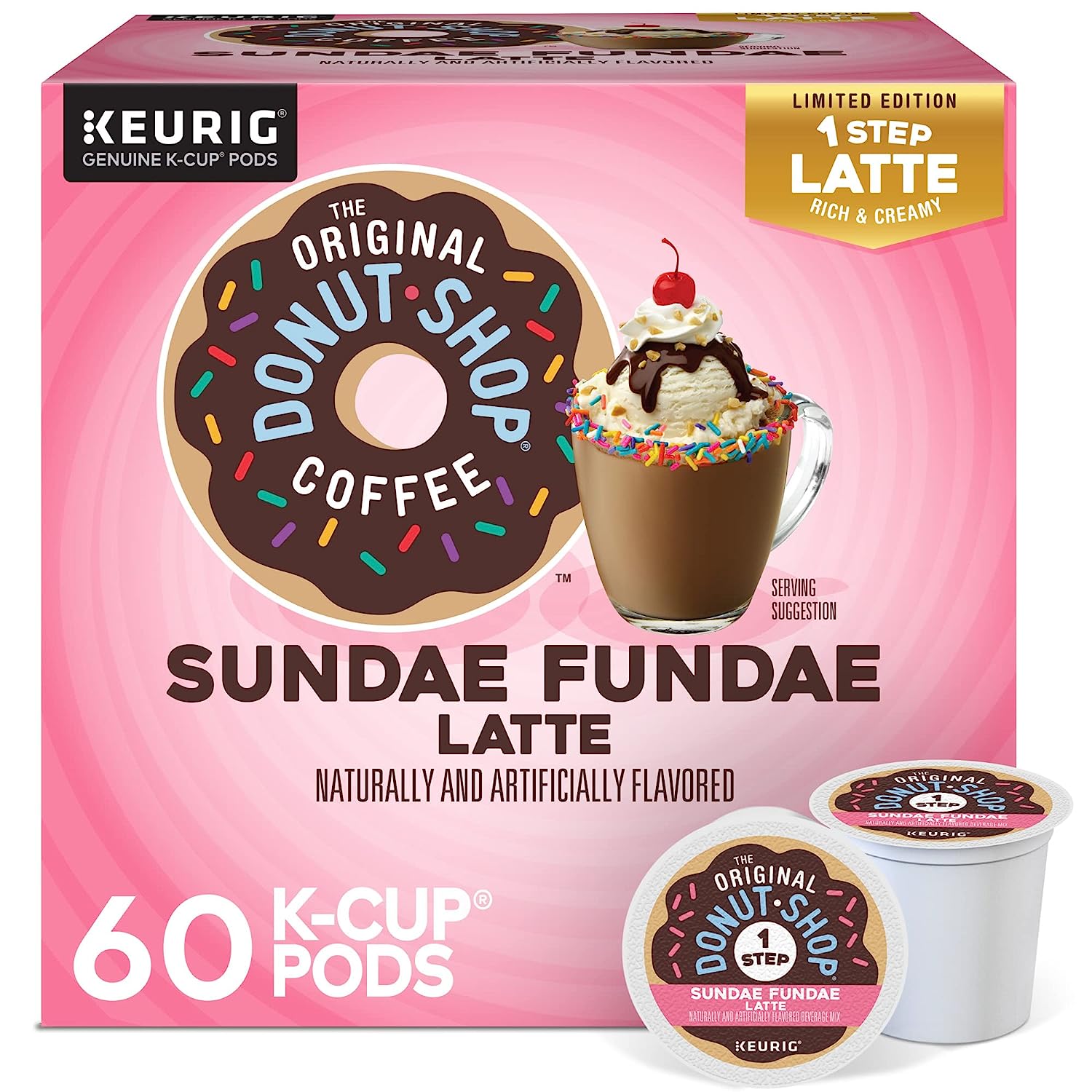 The Original Donut Shop Sundae Fundae One Step Latte. Keurig Single Serve K-Cup Pods. 60 Count