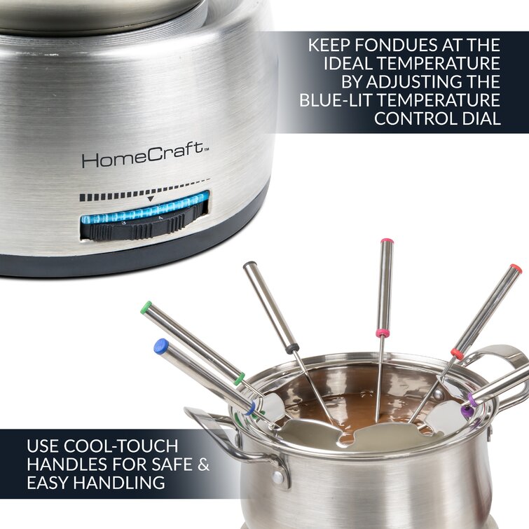HomeCraft 8-Cup Stainless Steel Electric Chocolate Fondue Set