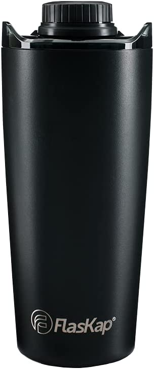 FlasKap VOLST 22 Insulated Tumbler with Standard Lid | Double-Wall Vacuum Insulated - Leak-Proof. Cup Holder Friendly. Fits MADIC 6 (22 oz. Black)