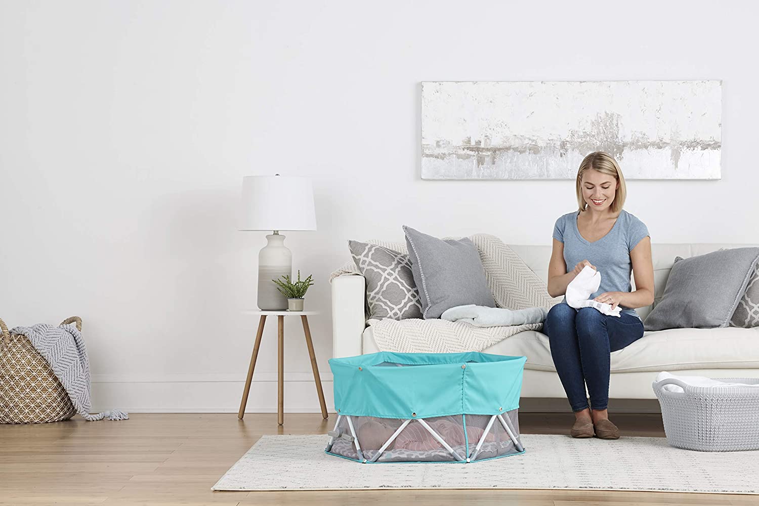 Regalo On-The-Go Baby My Play. Portable Play Yard. and Activity Mat. Indoor & Outdoor. Includes UPF Canopy with Toys. Padded Bottom and Carry Case