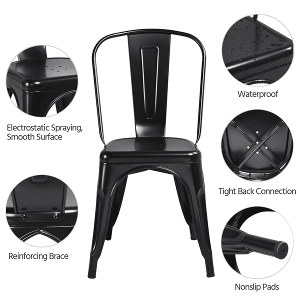 SMILE MART Dining Chair. Set of 4. Black
