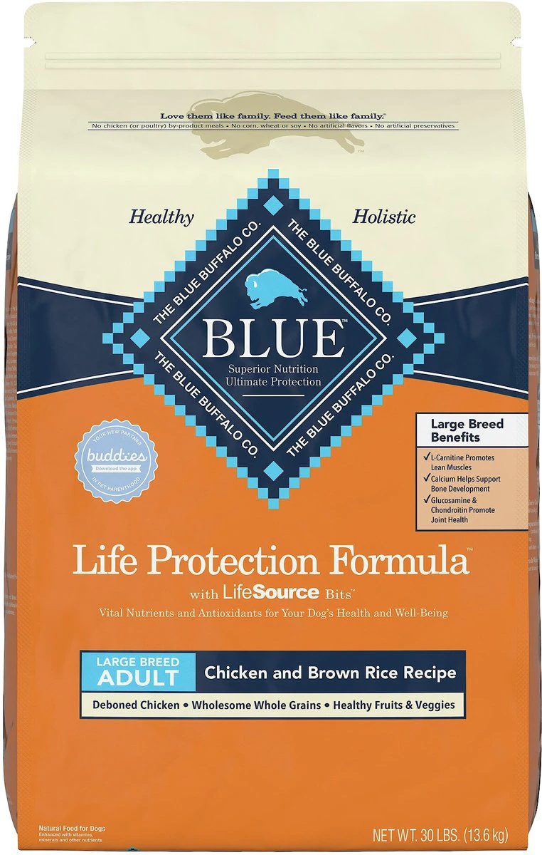 Blue Buffalo Life Protection Formula Large Breed Adult Chicken & Brown Rice Recipe Dry Dog Food -  30-lb bag