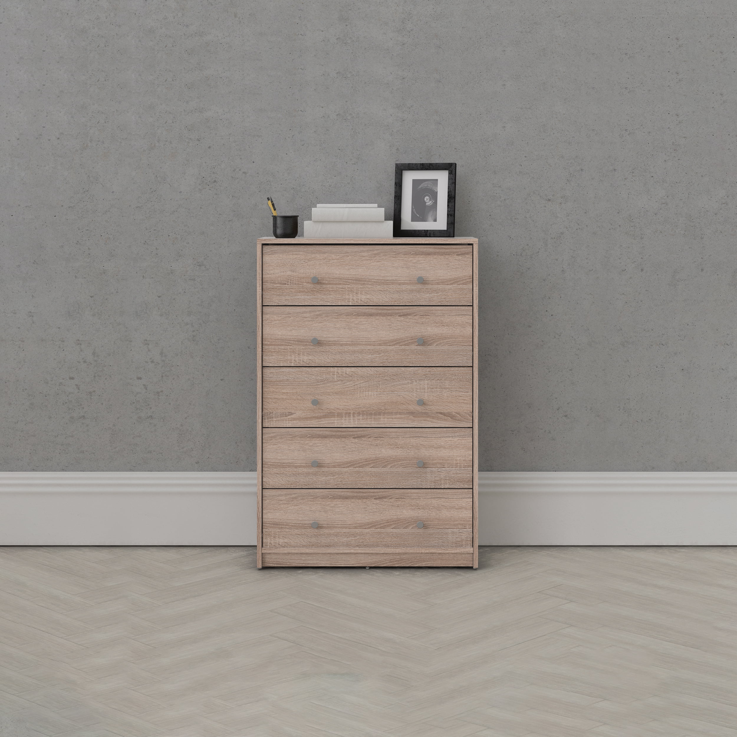 Tvilum Studio 5 Drawer Chest. Truffle Oak