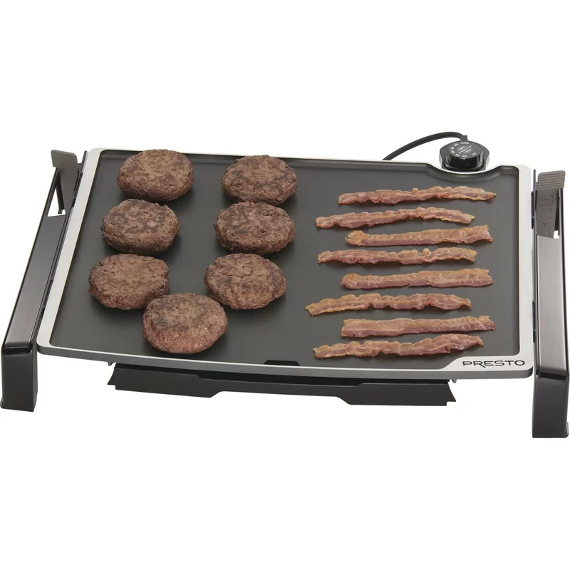 Presto 07071 Tilt and Fold 210 sq. in. Black Electric Griddle with Temperature Sensor