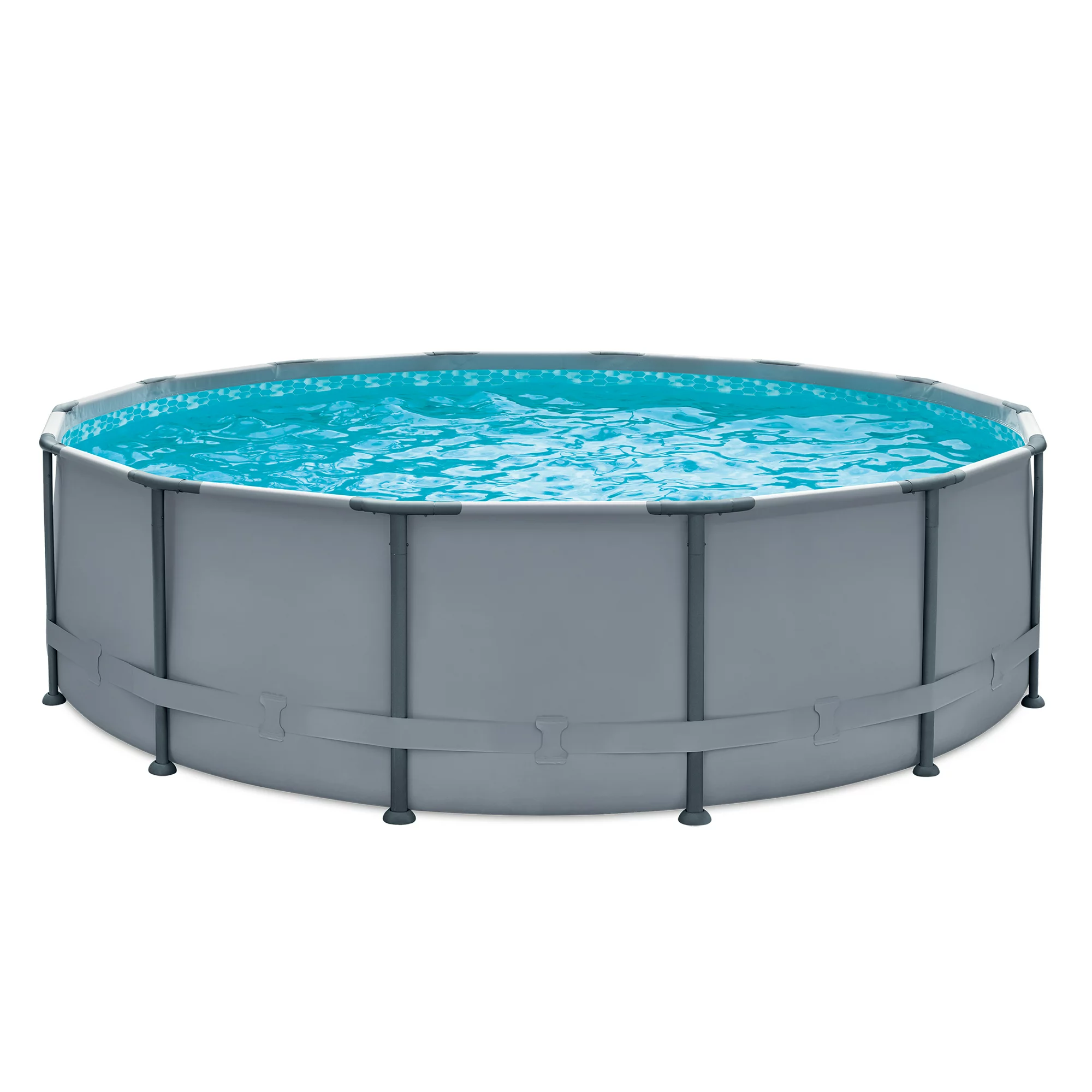 Summer Waves 14 ft Round Elite Frame Above Ground Pool. Cool Gray. Ages 6 and Up. Unisex