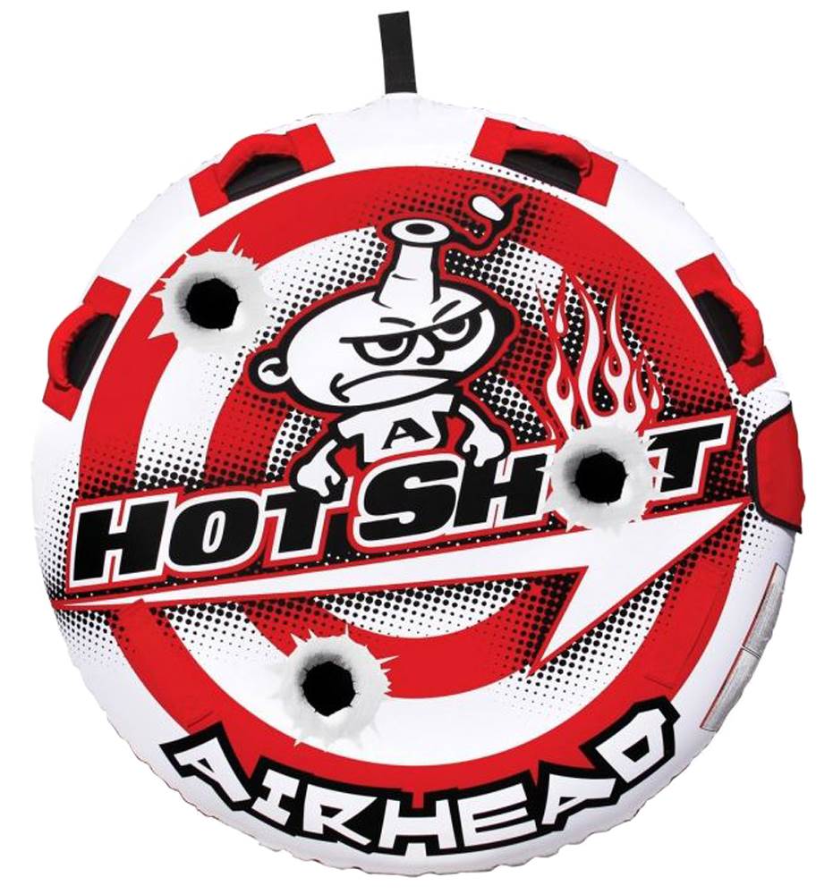 Airhead Hot Shot 2 Inflatable Round Single Rider Towable Tube with 60′ Tow Rope