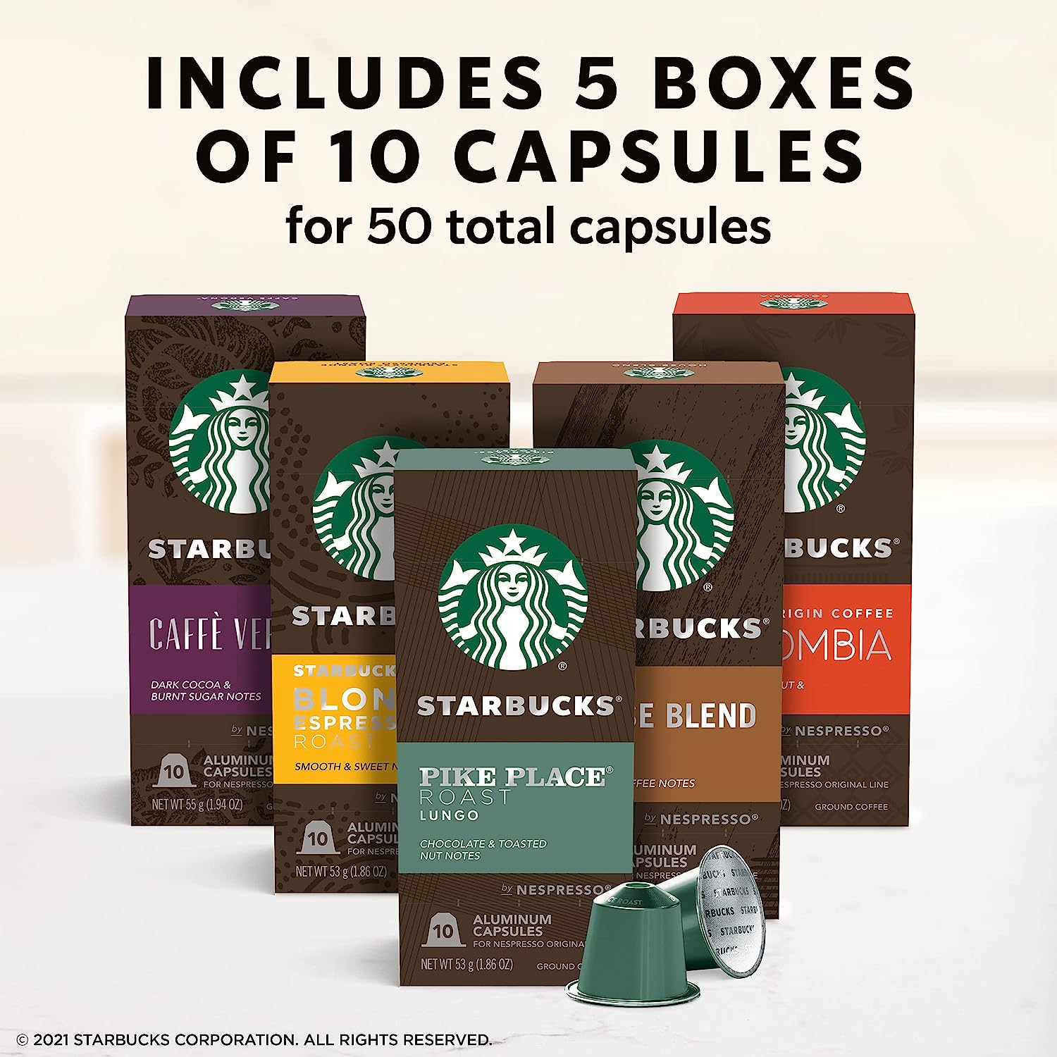 Starbucks by Nespresso Variety Pack Coffee (50-count single serve capsules. compatible with Nespresso Original Line System)