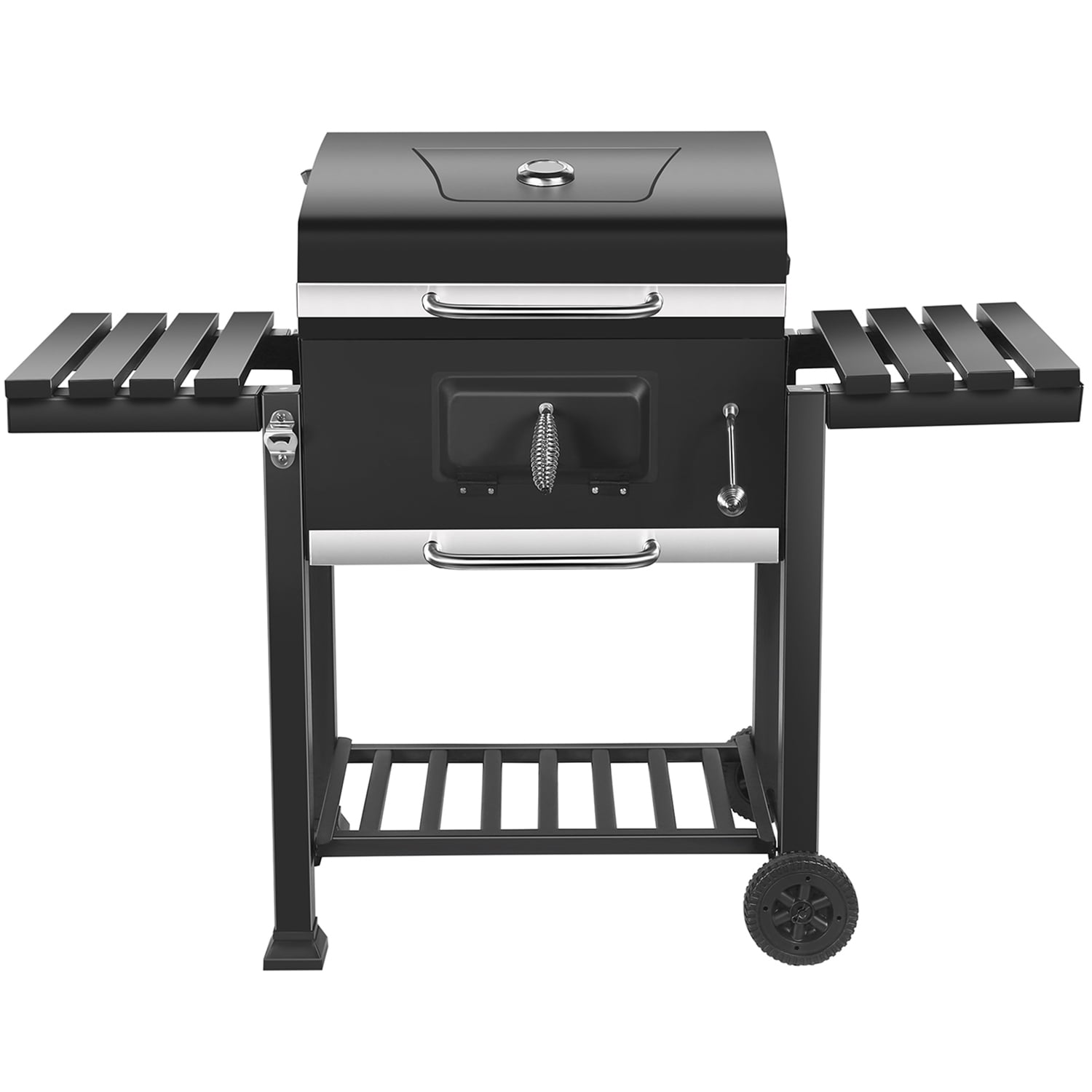 SUGIFT Outdoor 24″ Charcoal Grill with Side Shelf and Wheels. Black