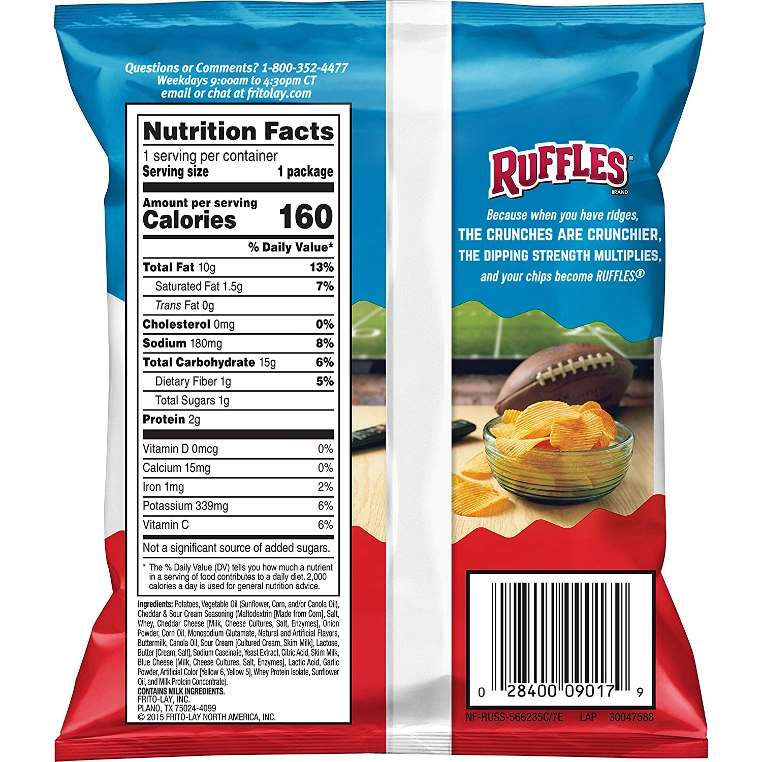 Ruffles Potato Chips. Cheddar Sour Cream. 1oz (40 Count)