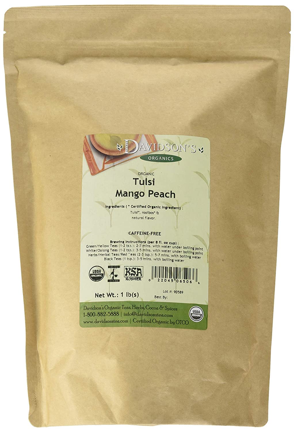 Davidson-s Tea Bulk. Tulsi Mango Peach. 16 Ounce
