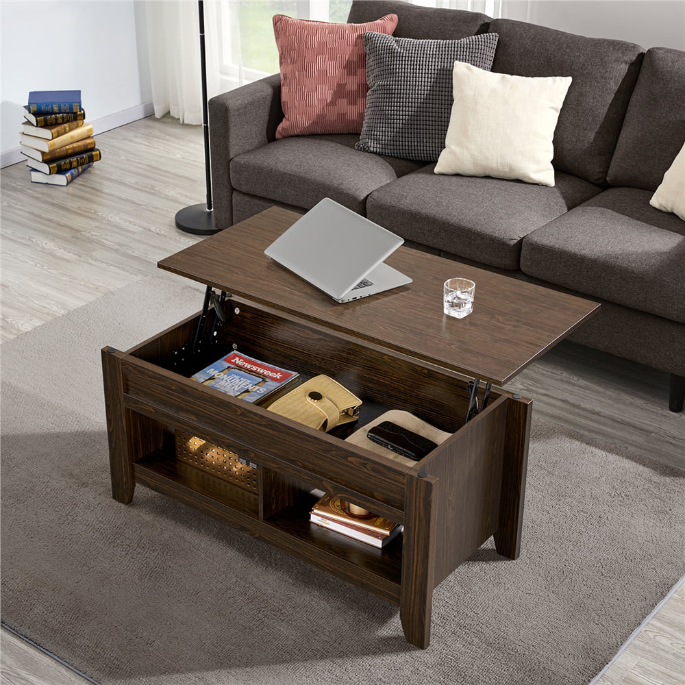 Yaheetech Lift Top Coffee Table w/Hidden Storage Compartment Open Shelf for Living Room.Espresso
