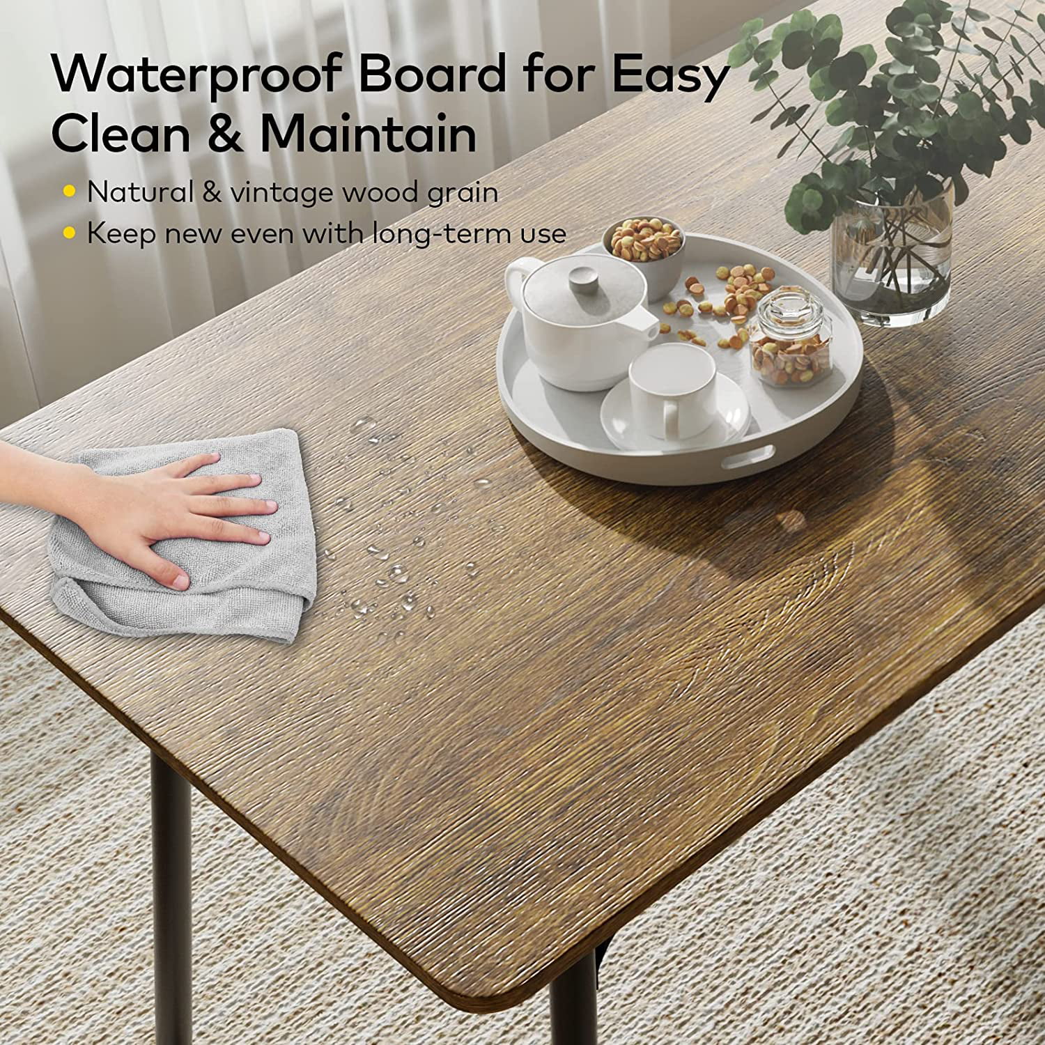 Aiho 30″ H Modern Dining Table Set for 6 with 4 Chairs and Bench - Retro