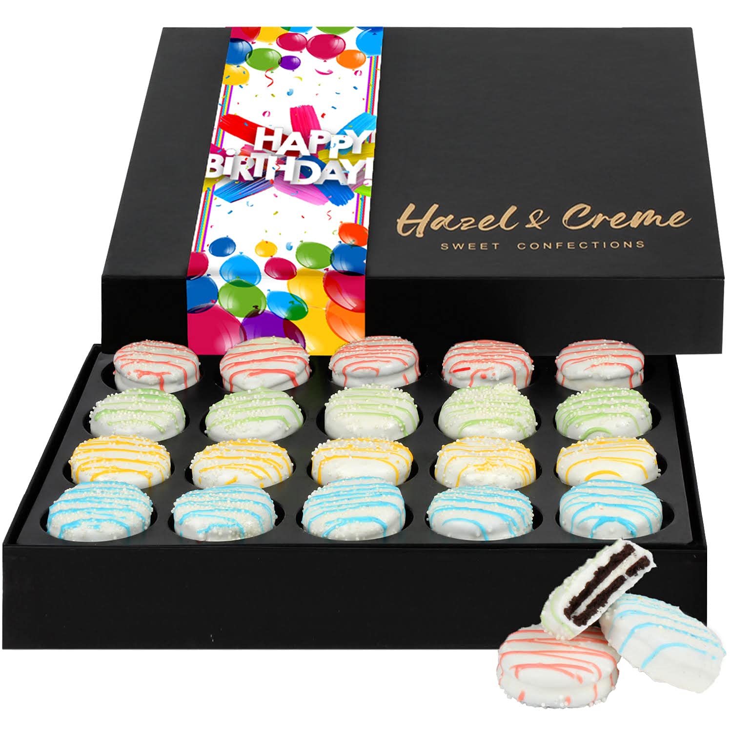 Hazel & Creme Birthday Cookies - Chocolate Covered Cookie Gift Basket - Birthday Food