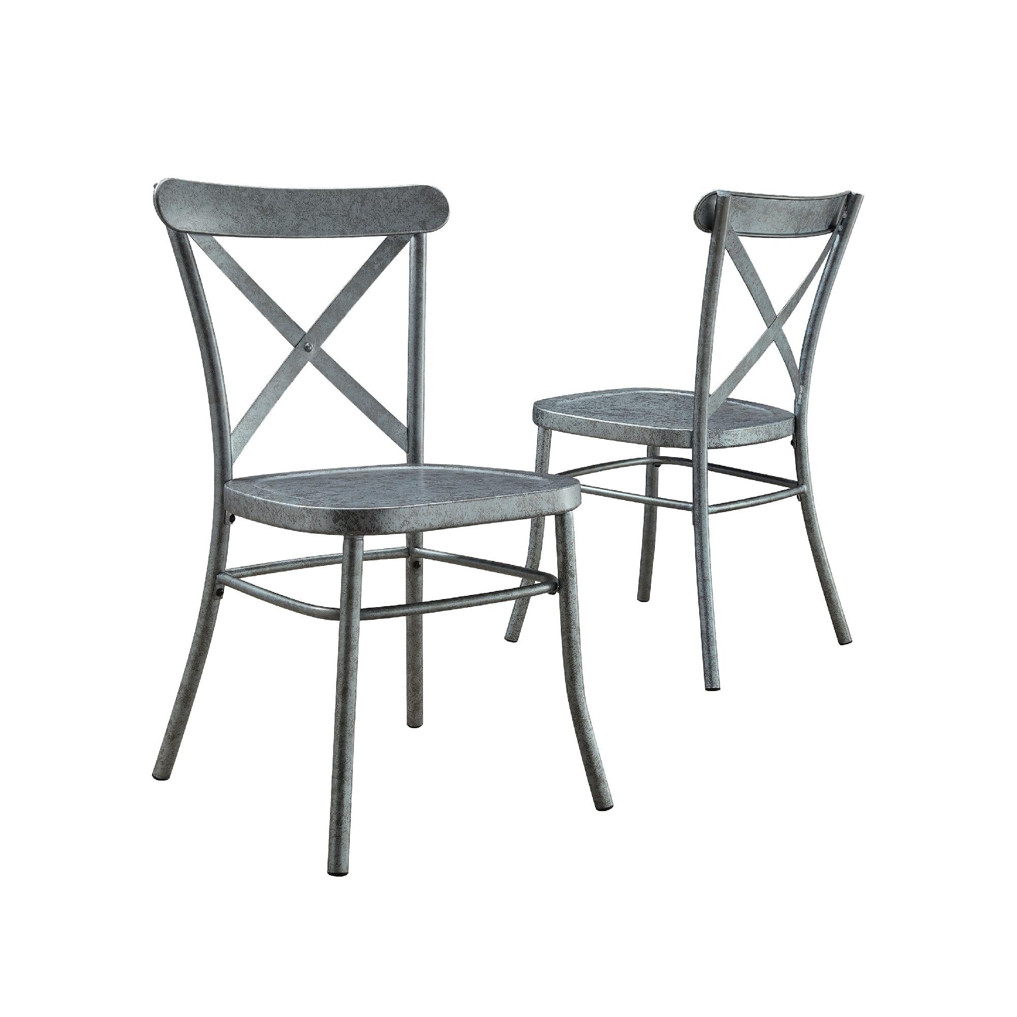 Better Homes and Gardens Collin Distressed Dining Chair. Set of 2. Multiple Finishes. Silver