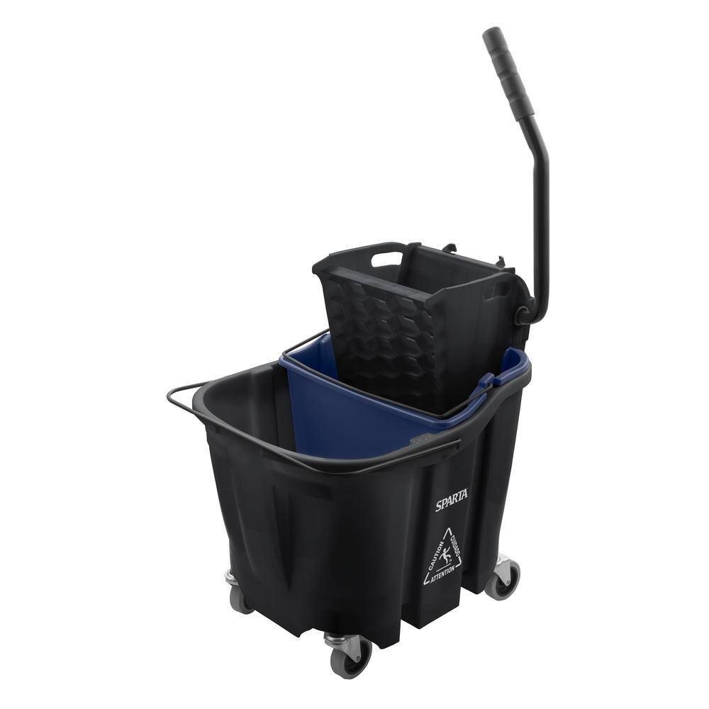Unbranded 9690403 Sparta 8.75 gal. Black Polypropylene Mop Bucket Combo with Wringer and Soiled Water Insert