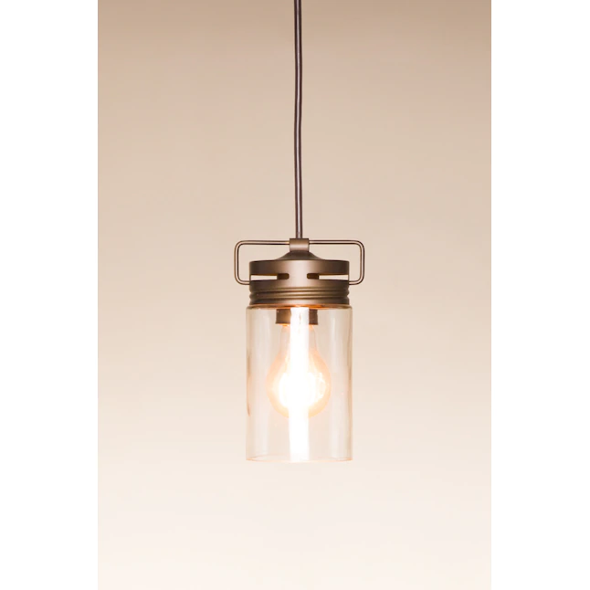 allen + roth  Vallymede Aged Bronze Farmhouse Clear Glass Jar Mini Pendant Light
