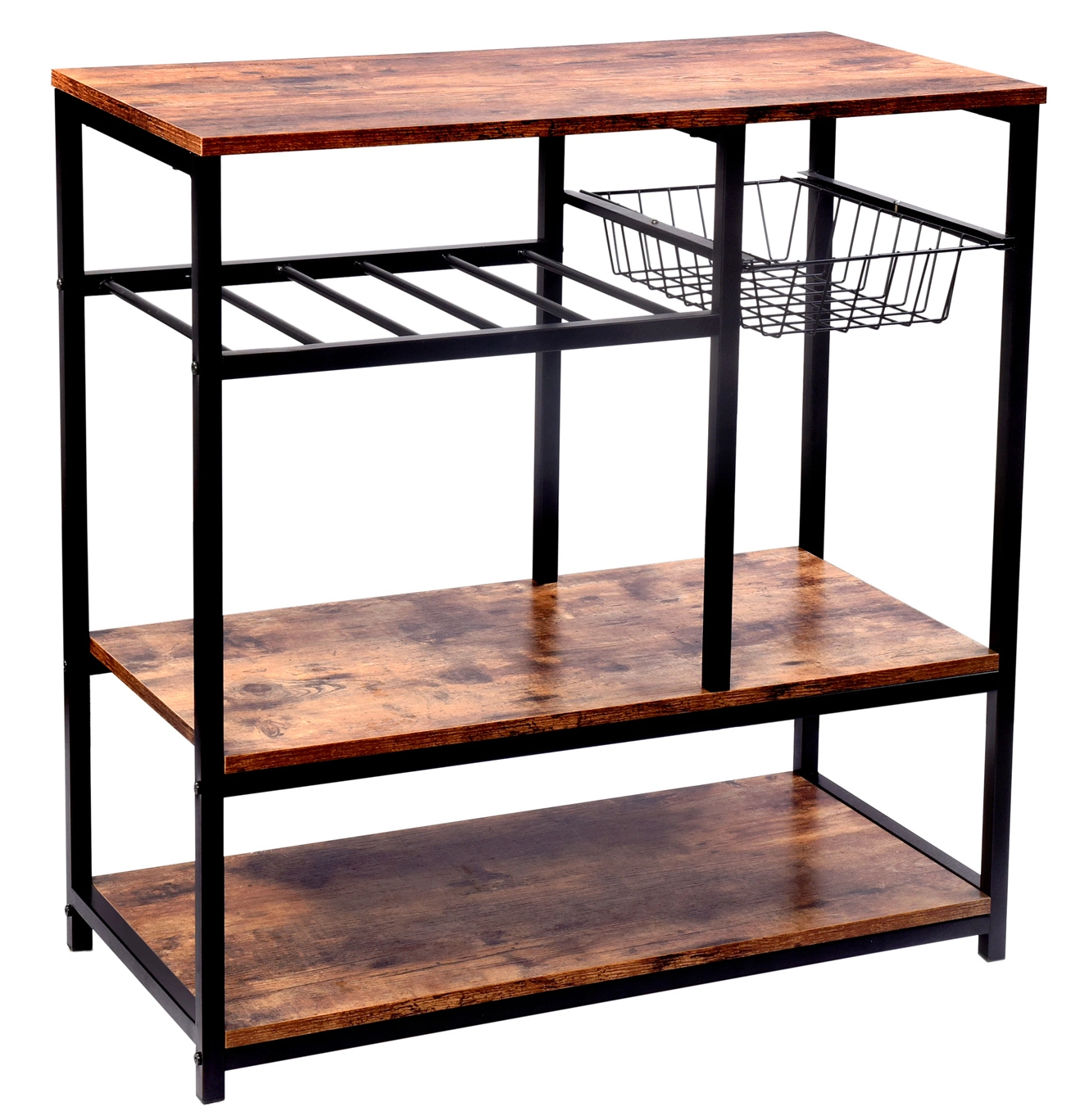 DISCOUNTTODAY Vintage Kitchen Baker-s Rack Utility Storage Shelf Stand Organizer Coffee Workstation. 31.5×15.75×32 Inches