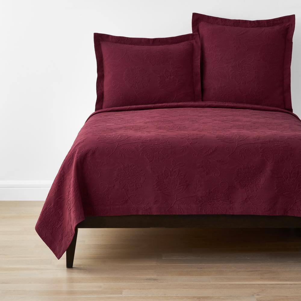 The Company Store  Putnam Matelasse Claret Cotton Queen Coverlet - Claret