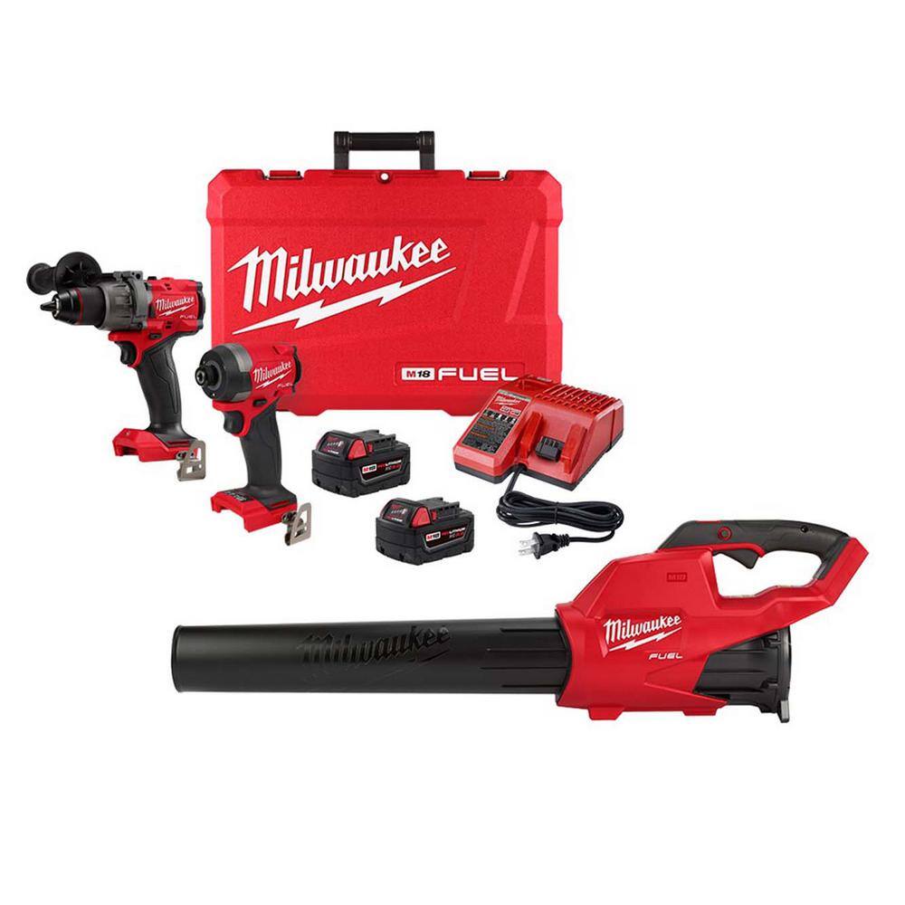 Milwaukee 3697-22-2724-20 M18 FUEL 18V Lithium-Ion Brushless Cordless Hammer Drill and Impact Driver Combo Kit (2-Tool) with M18 Blower