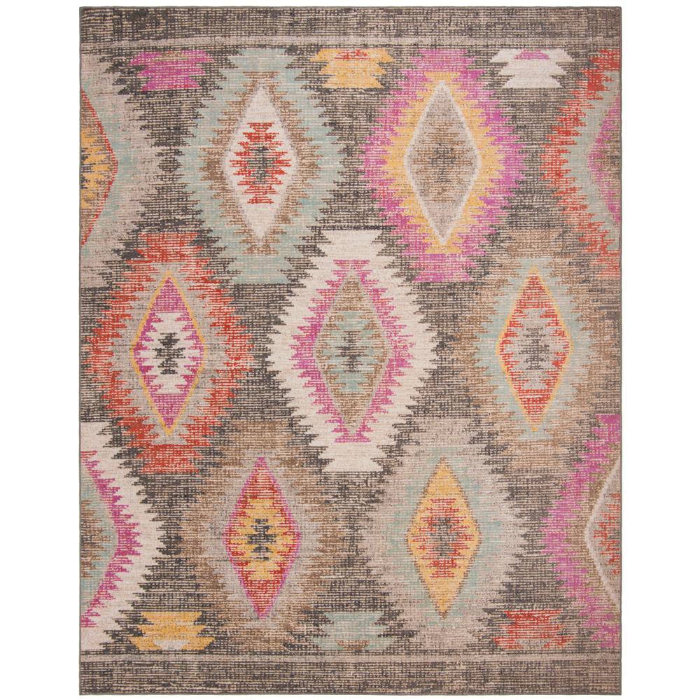 SAFAVIEH Montage Gray/Multi 9 ft. x 12 ft. Geometric Indoor/Outdoor Patio Area Rug