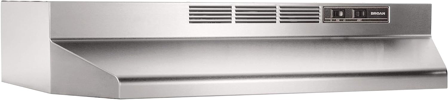 Broan-NuTone 413604 Non-Ducted Ductless Range Hood Insert with Light. Exhaust Fan for Under Cabinet. 36-Inch. Stainless Steel