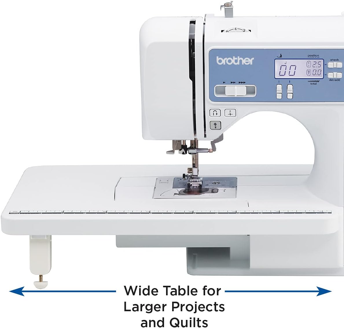 Brother Sewing and Quilting Machine. Computerized. 165 Built-in Stitches. LCD Display. Wide Table. 8 Included Presser Feet. White
