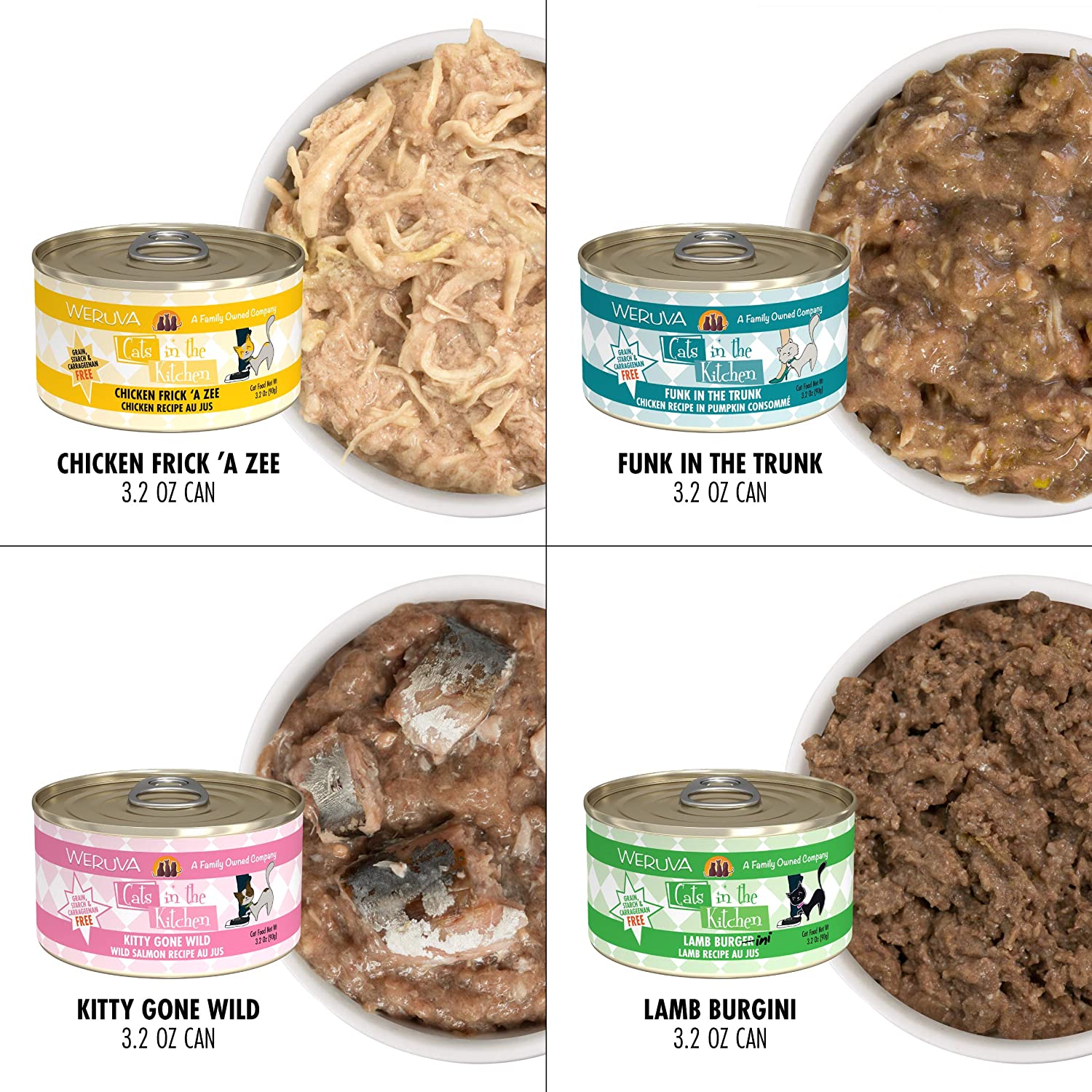 Weruva Cats in the Kitchen. Kitchen Cuties Variety Pack. Wet Cat Food by Weruva. 3.2oz Can (Pack of 12). Rainbow