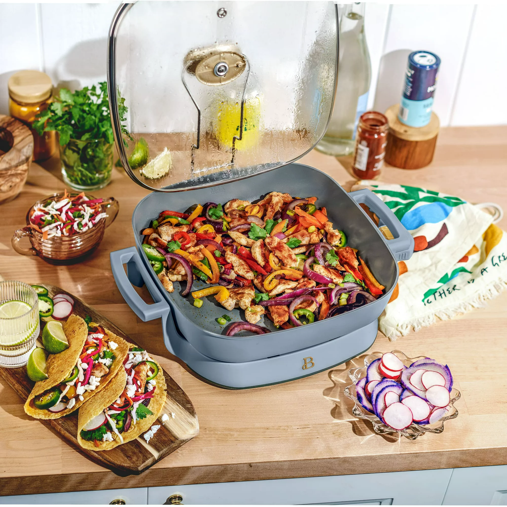 Beautiful 5-in-1 Electric Expandable Skillet. Cornflower Blue by Drew Barrymore. Up to 7 QT (Cornflower Blue)