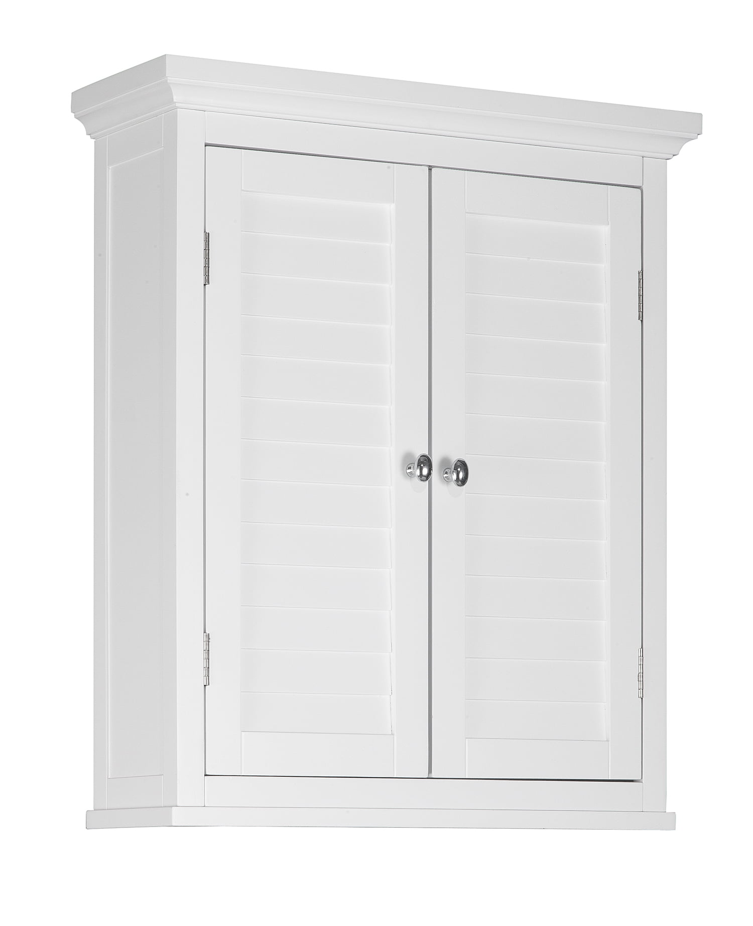 Teamson Home Glancy Wooden Wall Cabinet with Shutter Doors. White
