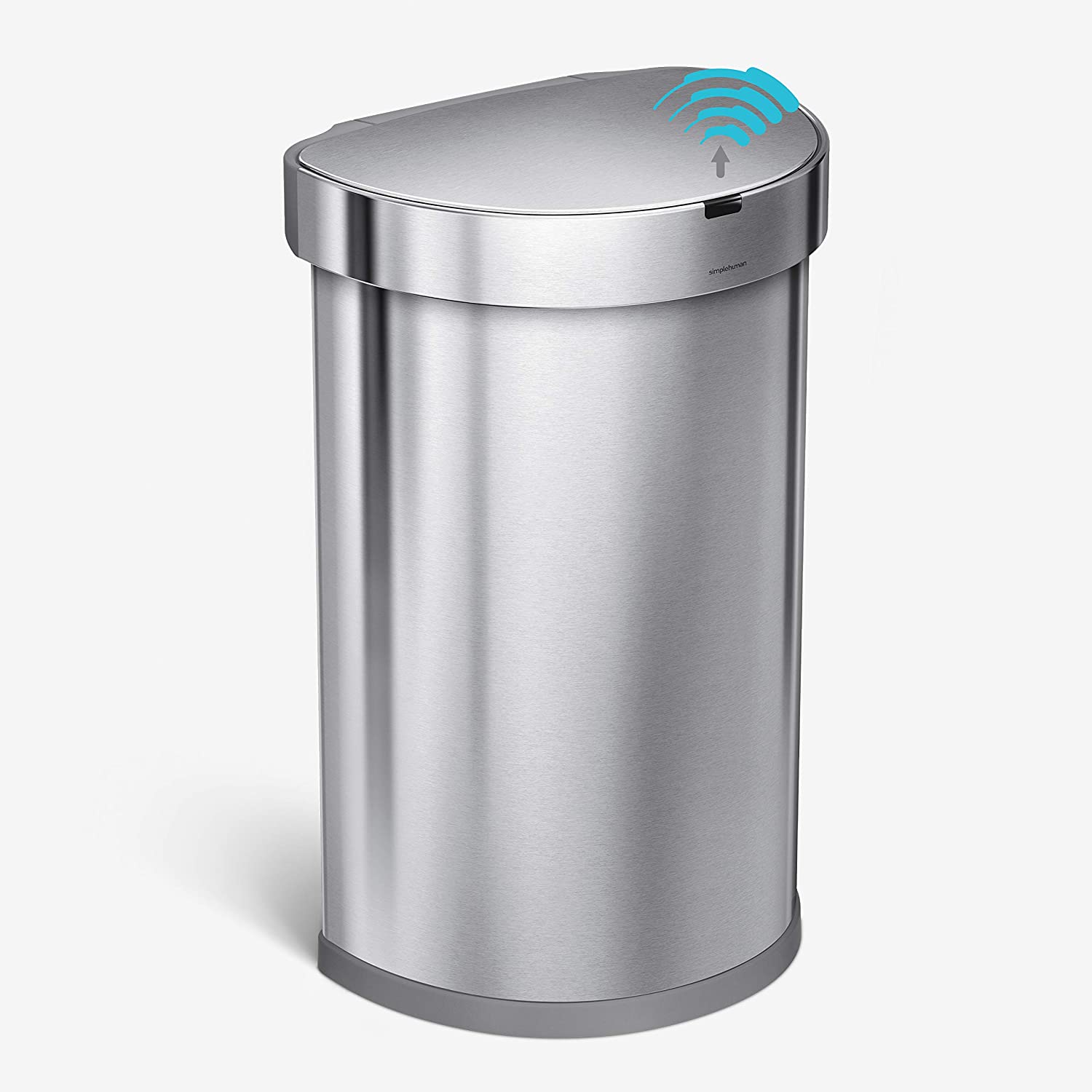 simplehuman 45 Liter / 12 Gallon Semi-Round Automatic Sensor Trash Can. Brushed Stainless Steel