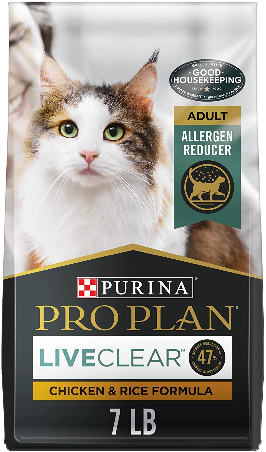 Purina Pro Plan Allergen Reducing. High Protein Dry Cat Food. LIVECLEAR Chicken and Rice Formula - 7 lb. Bag