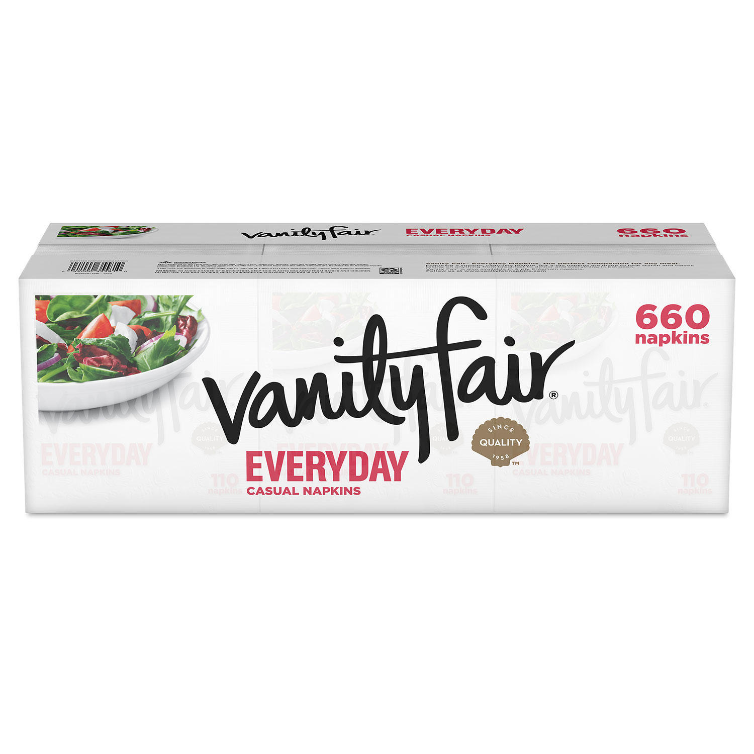 Vanity Fair Everyday Napkins. Disposable White Paper Napkins. 660 Count