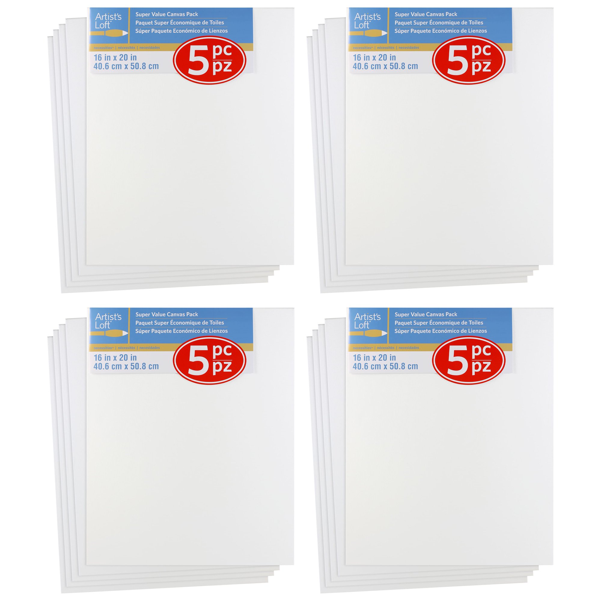 Artist-s Loft 4 Packs: 5 ct. (20 total) 16″ x 20″ Super Value Canvas