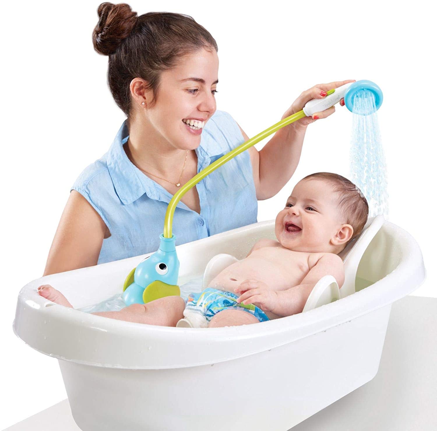 Yookidoo Baby Bath Shower Head - Elephant Water Pump and Trunk Spout Rinser