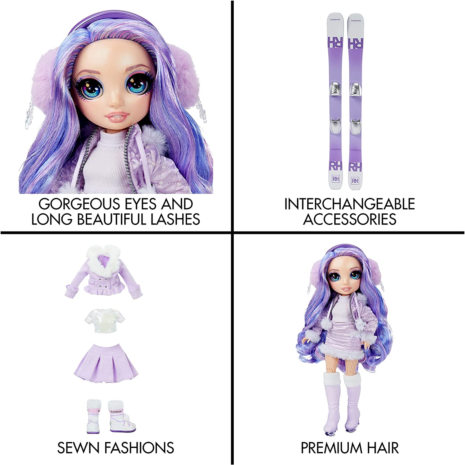 Rainbow High Winter Violet Willow – Purple Fashion Doll and Playset