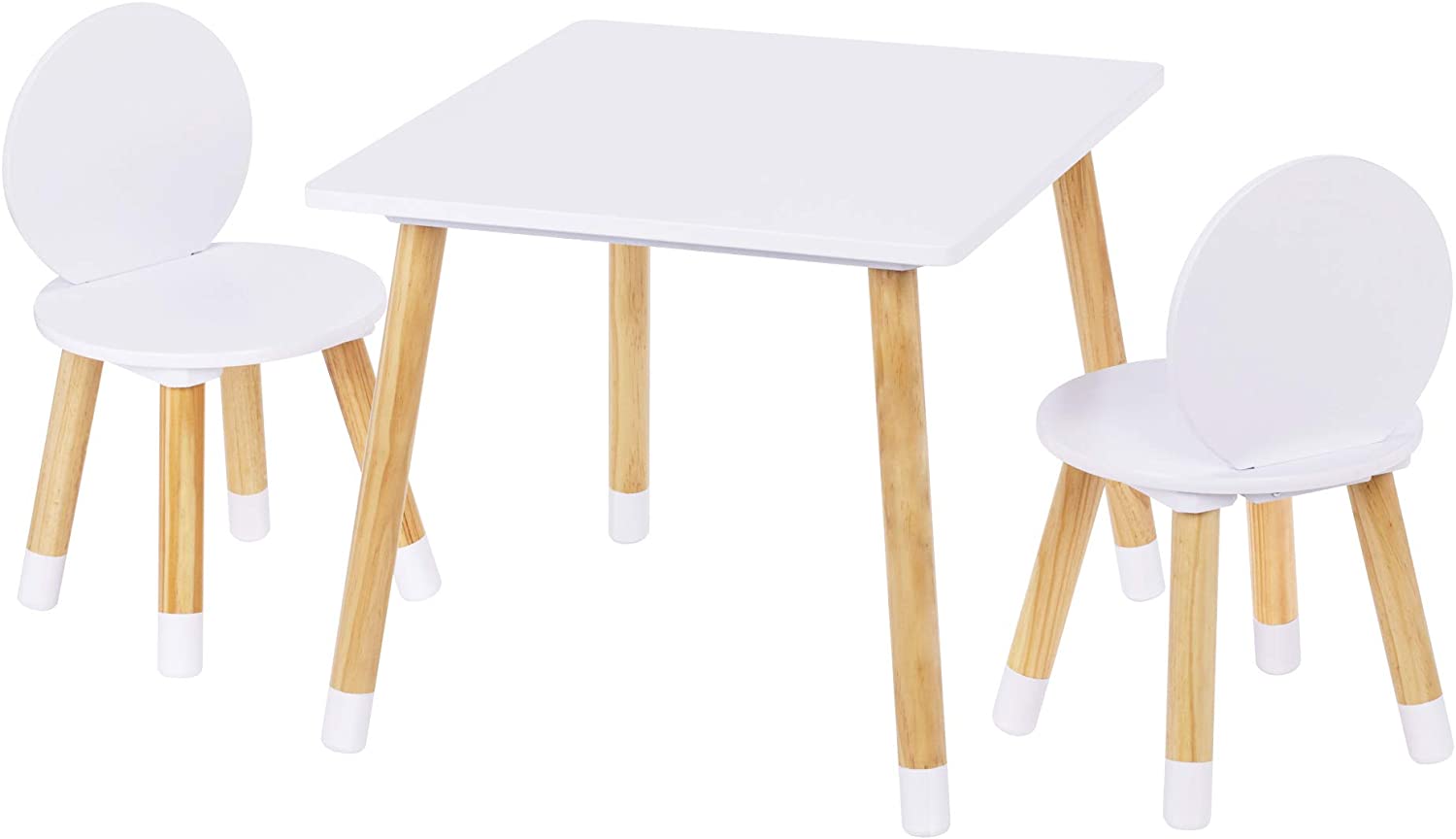 UTEX Kids Table with 2 Chairs Set for Toddlers. Boys. Girls. 3 Piece Kiddy Table and Chairs Set. White