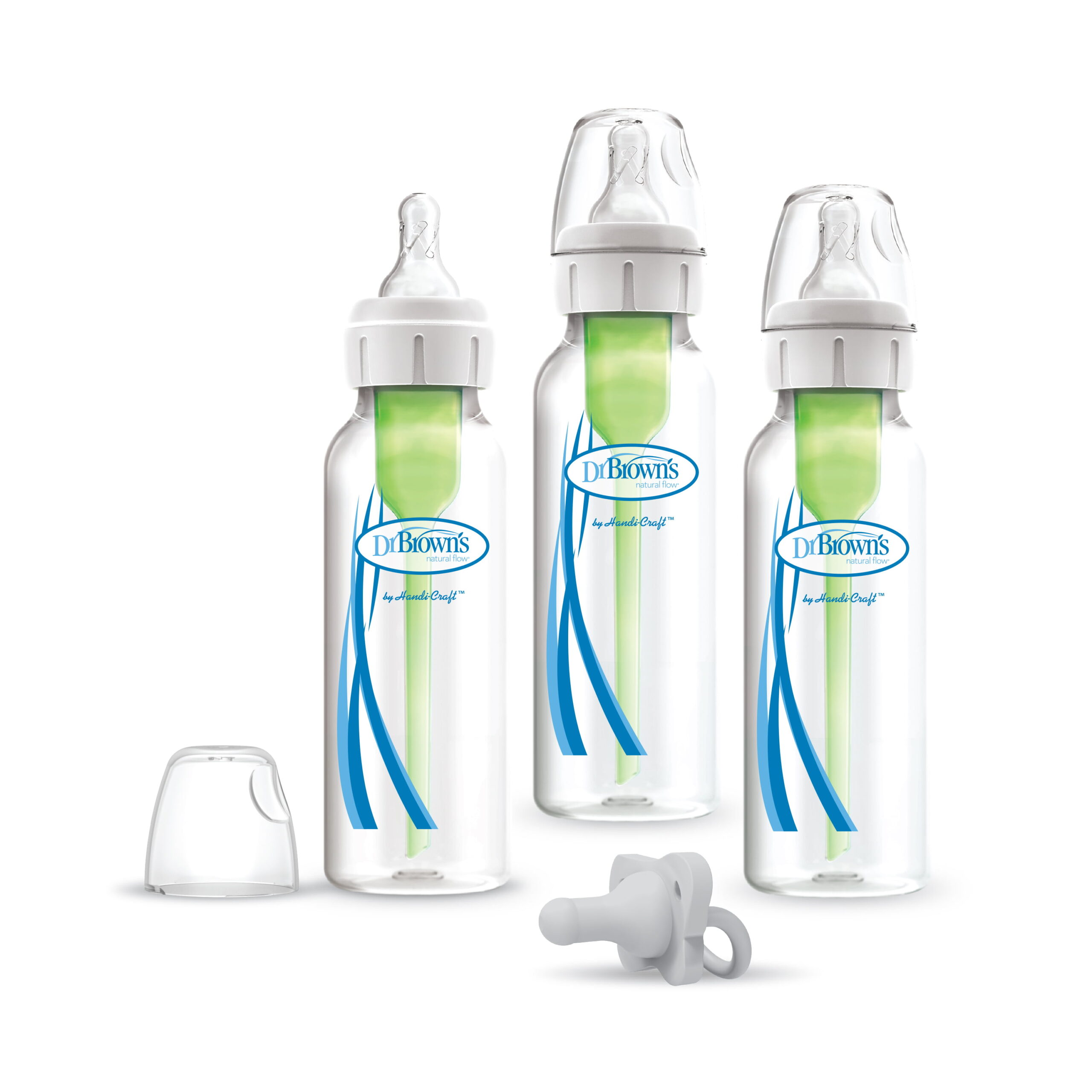 Dr. Brown-s 8 oz/250 ml Options+ Narrow Anti-Colic Baby Bottle with Happy Paci. 3-Pack