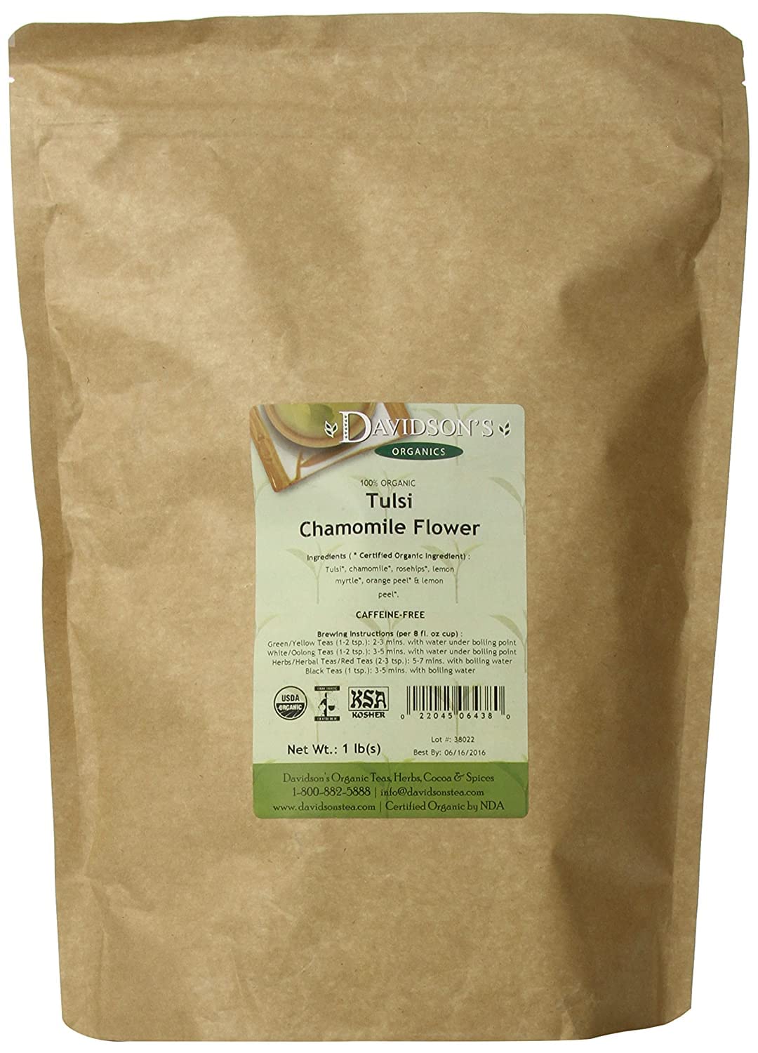 Davidson-s Tea Bulk. Tulsi Chamomile Flower. 16 Ounce