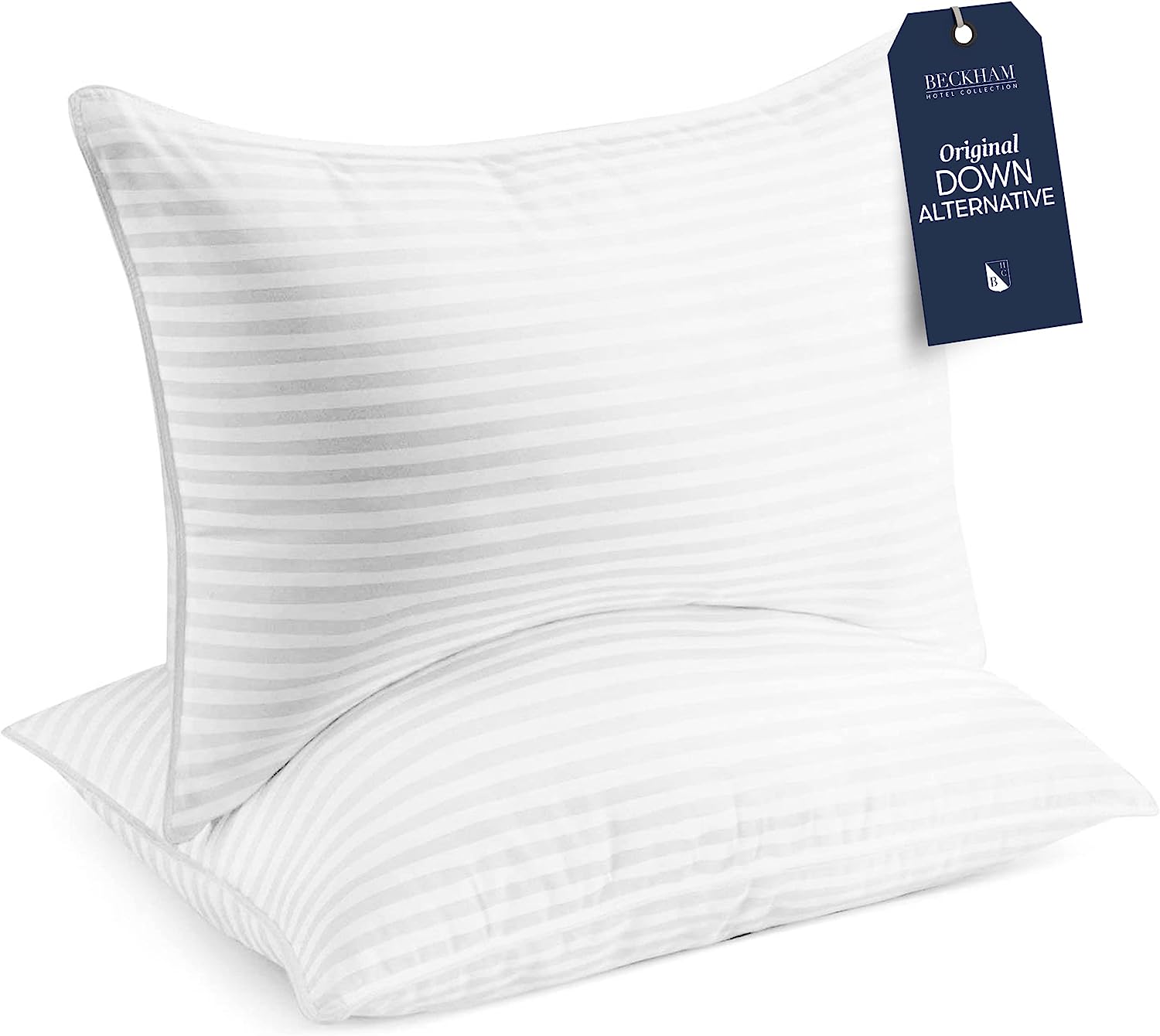 Beckham Hotel Collection Bed Pillows Standard / Queen Size Set of 2 - Down Alternative Bedding Gel Cooling Pillow for Back. Stomach or Side Sleepers