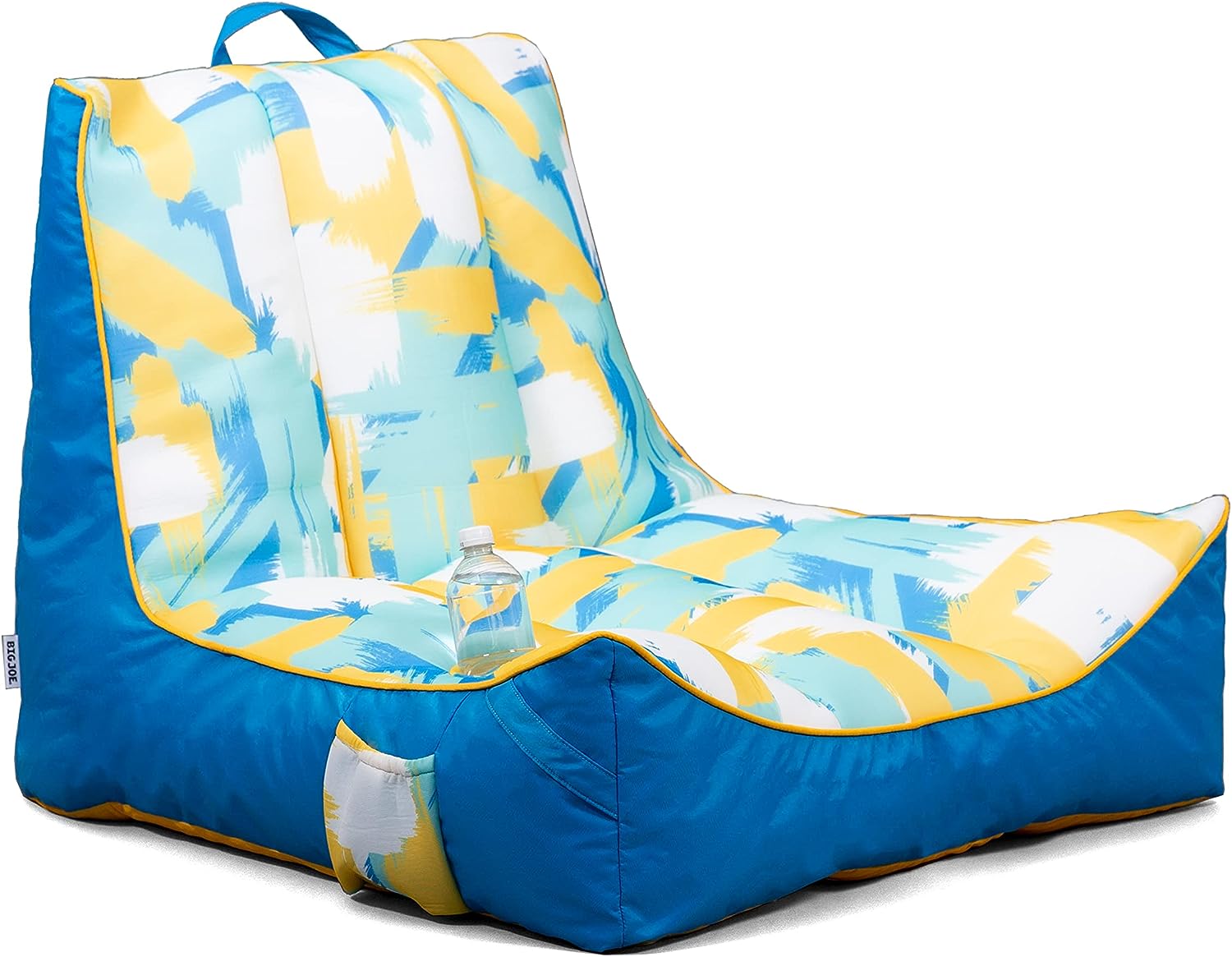 Big Joe Captain-s Float No Inflation Needed Pool Lounger with Drink Holder. Paintbrush Yellow Double Sided Mesh. Quick Draining Fabric. 3 feet