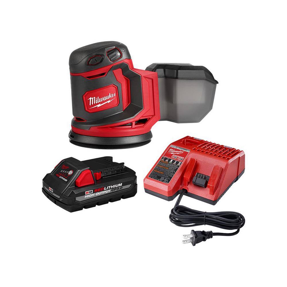 Milwaukee 2648-20-48-59-1835 M18 18V Lithium-Ion Cordless 5 in. Random Orbit Sander W/ 3.0Ah Battery and Charger