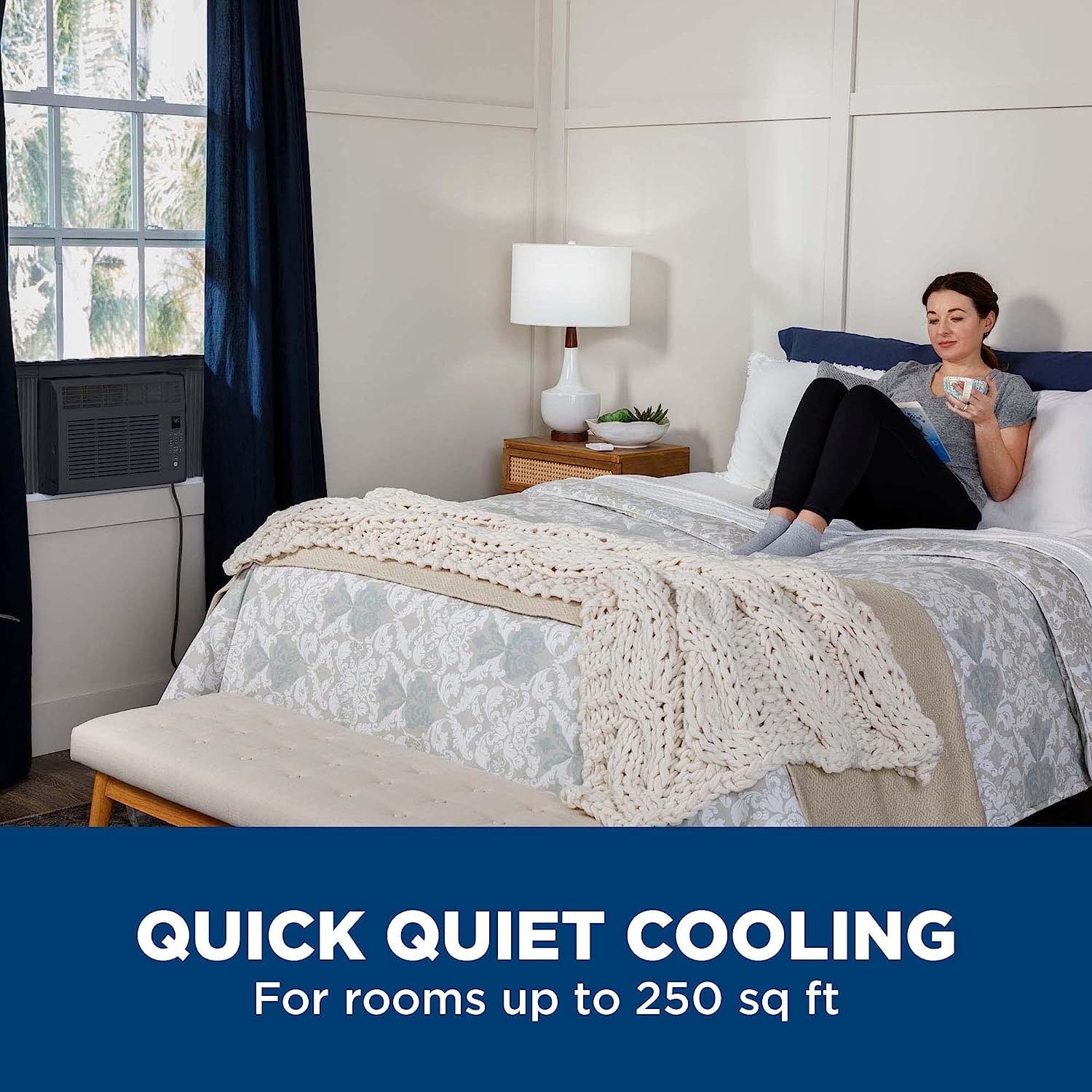 GE Electronic Window Air Conditioner 6000 BTU. Black. Efficient Cooling for Smaller Areas Like Bedrooms and Guest Rooms. 6K BTU Window AC Unit with Easy Install Kit