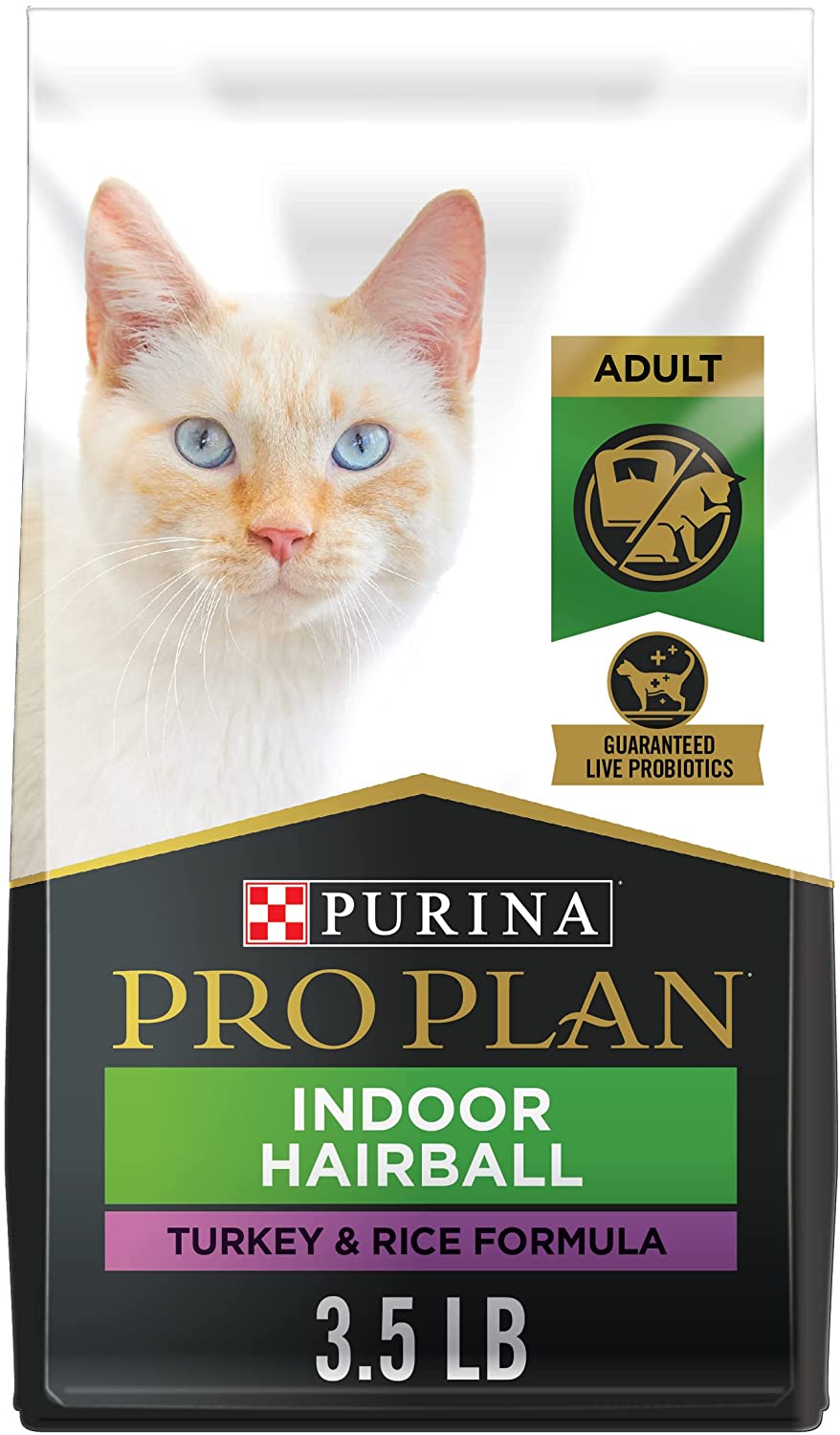 Purina Pro Plan Indoor Care Hairball Control Adult Turkey and Rice Dry Cat Food 3.5 lb. Bag