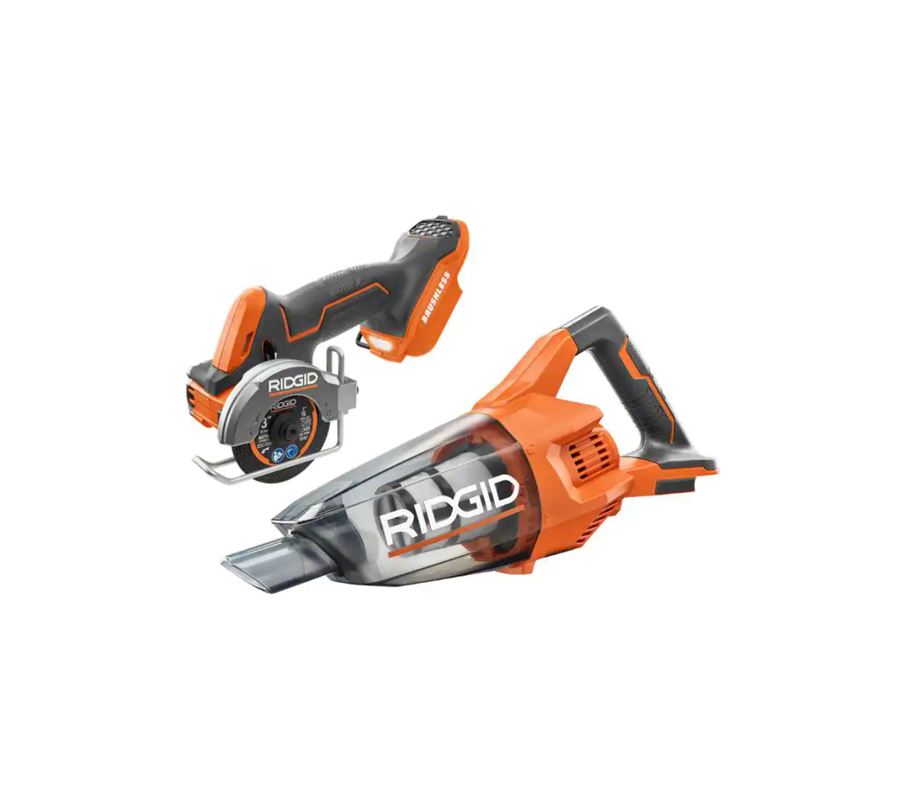 RIDGID R87547B-R860902B 18V Brushless Cordless 2-Tool Combo Kit w/ SubCompact 3 in. Multi-Material Saw and 18V Cordless Hand Vacuum (Tools Only)