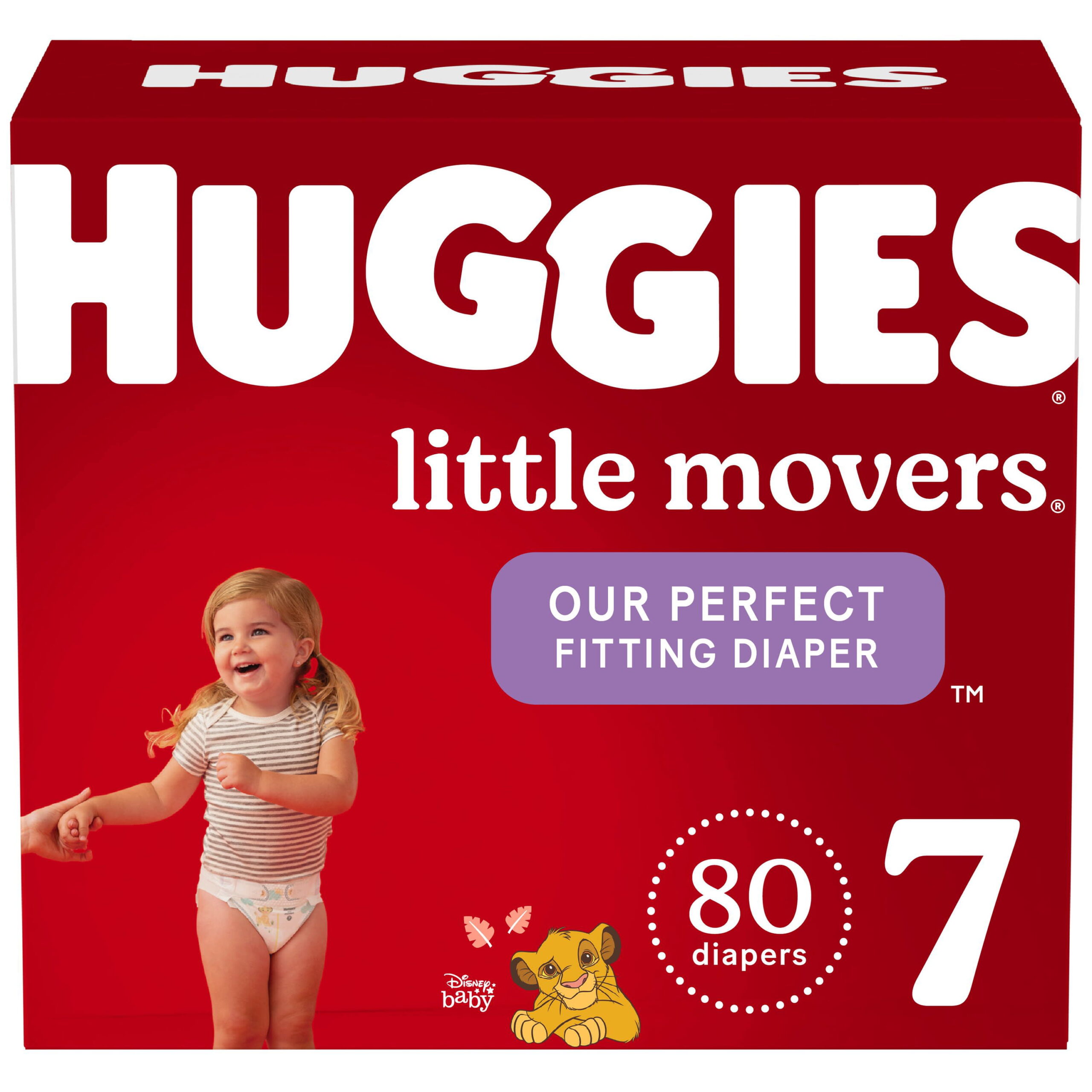 Huggies Little Movers Baby Diapers. 80 Count. size 7 (41+ lbs)