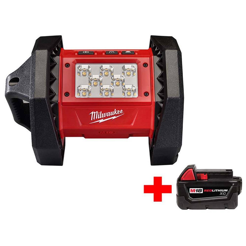 Milwaukee 2361-20-48-11-1828 M18 18-Volt Lithium-Ion Cordless 1300-Lumen LED Flood Light with M18 3.0Ah Battery
