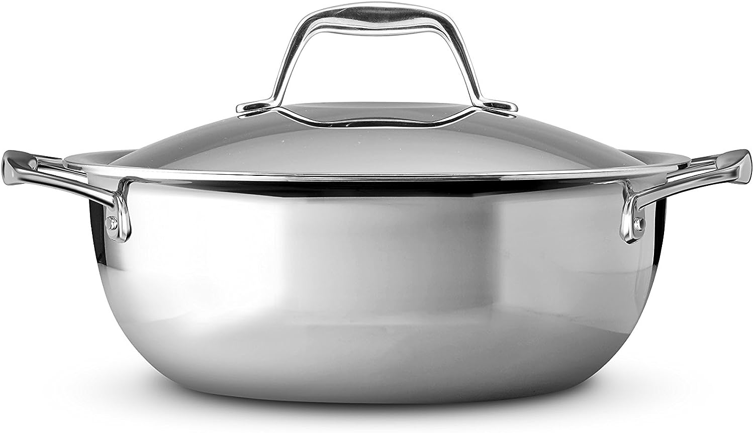 Tramontina 80116/068DS Gourmet Stainless Steel Induction-Ready Tri-Ply Clad Covered Universal Pan. 4-Quart. NSF-Certified. Made in Brazil