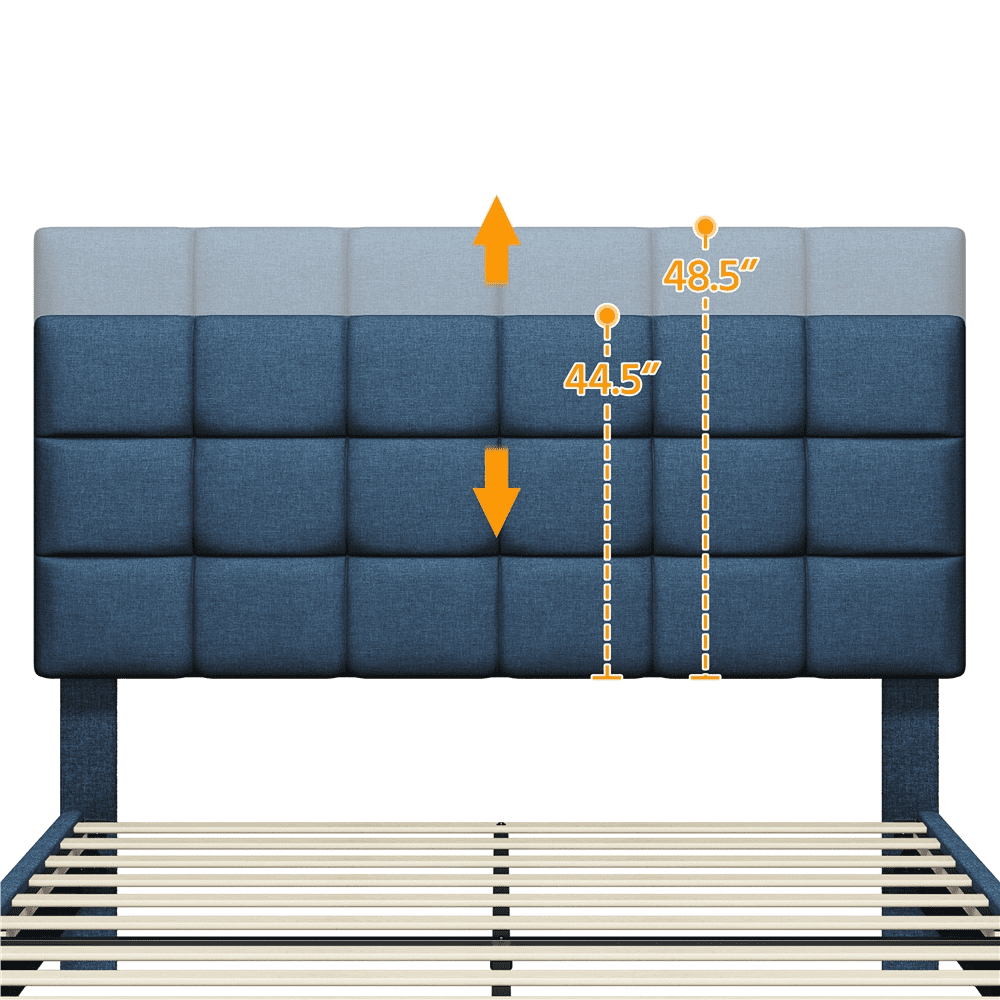 Alden Design Upholstered Tufted Platform Full Bed. Navy Blue